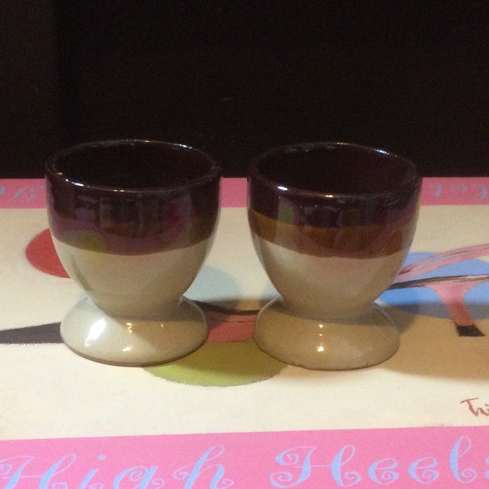Brown and Cream Ceramic Egg Cups